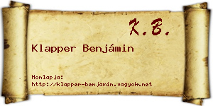 Klapper Benjámin névjegykártya